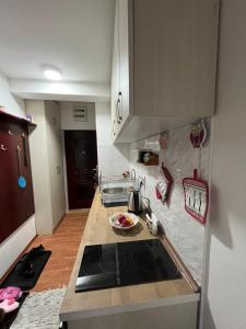 a kitchen with a sink and a counter top at Apartman Cogan - 100m from Gondola - Brzece in Kopaonik