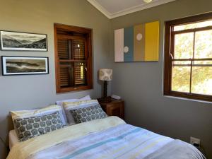 1 dormitorio con cama y ventana en Sapphire Studio, en Noordhoek