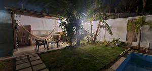 a yard with a hammock in a house at Casa Figueroa in Puerto Colombia