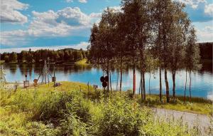 vista su un lago alberato sulla riva di Gorgeous Home In verkalix With Kitchen a Överkalix