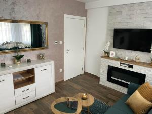 A television and/or entertainment centre at VESTA Apartman