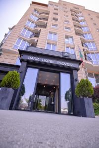 a view of the entrance to the park hotel playbook at Park Hotel Plovdiv in Plovdiv