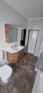 a bathroom with a sink and a toilet at Friesenhaus1822 in Tettens in Wangerland +12 photos