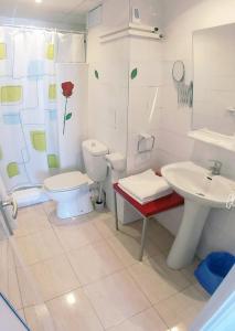 a bathroom with a toilet and a sink at Sol de Mallorca in El Arenal