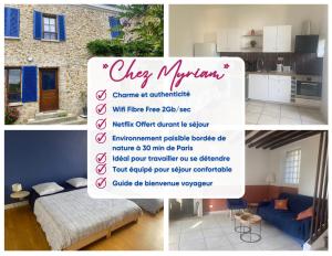 a collage of photos with a sign for a apartment at Chez Myriam in Orgeval