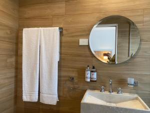 a bathroom with a sink and a mirror at Tigre Urban Suites in Tigre