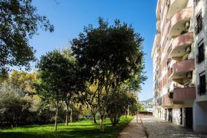 een lege straat naast een appartementencomplex bij Apartamento com vista castelo in Setúbal