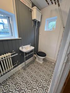 bagno con lavandino e servizi igienici di sandown cottage in esher a Esher