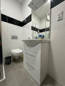 łazienka z umywalką i toaletą w obiekcie VuVista w Pradze