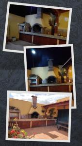 a collage of photos of a house with a fireplace at Villa Bruma Isabella in Corralejo