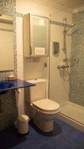 a bathroom with a toilet and a shower at Spacious cozy apartment with easy and free parking in Añorga-Lugariz