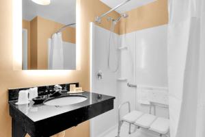 y baño con lavabo y ducha. en SpringHill Suites by Marriott Tarrytown Westchester County, en Tarrytown