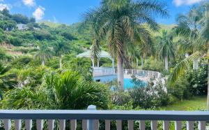 vista su una casa con piscina e palme di Escale Caraïbes ad Anse Marcel
