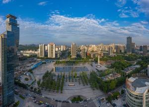 Vue générale sur Chongqing ou vue de la ville depuis l'hôtel