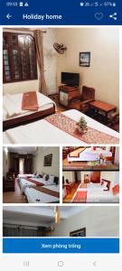 a collage of three pictures of a hotel room at Holiday Home in Hanoi