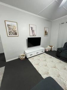 uma sala de estar com uma televisão e um sofá em Bet you’ll love butler em Mount Isa