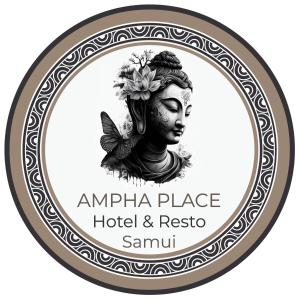 um rótulo redondo com uma estátua de uma cabeça numa moldura em Ampha Place Hotel em Mae Nam