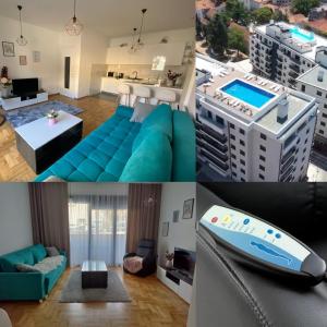 a collage of three pictures of a apartment at Harmony Suite in Trebinje