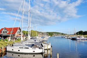 a group of boats docked in a marina at Ferienwohnung im Seepark mit Balkon 714 Sommerwind in Ostseebad Sellin