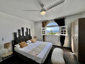 - une chambre avec un grand lit et une fenêtre dans l'établissement Mira's Hacienda, à Saint-Pierre