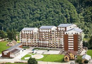 an aerial view of a large apartment building at Romantic Jacuzzi Luxury Apartment in Sinaia