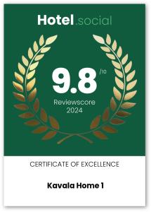 Certifikát, hodnocení, plakát nebo jiný dokument vystavený v ubytování Kavala Home 1