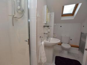 uma casa de banho com um chuveiro, um lavatório e um WC. em 1 Bed in Charlestown 53680 em Luxulyan