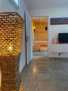 Televízia a/alebo spoločenská miestnosť v ubytovaní Domaine Pedra Llampada Gîte Cerise