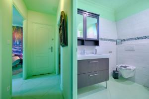 een badkamer met een wastafel en een toilet bij luxury Magic Cactus Garden, Paris 0rly avec jacuzzi in Vigneux-sur-Seine