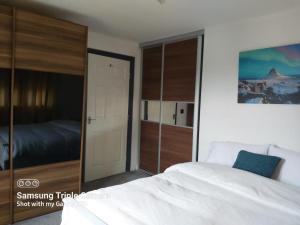 Ein Bett oder Betten in einem Zimmer der Unterkunft Stylish & Cosy 2 bed flat with parking & bfast