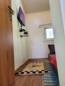 Habitación con TV y alfombra en el suelo en Farmers Son CampingGround, en Sakleshpur