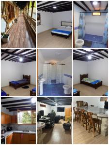 a collage of four photos of a room at Finca La Esperanza Pereira in Pereira