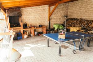 eine Tischtennisplatte in einem Zimmer mit Sofa in der Unterkunft Akicity Vagos Simple in Ponte de Vagos