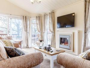 uma sala de estar com lareira e televisão em 3 Bed in Dartmoor National Park 06199 em Okehampton