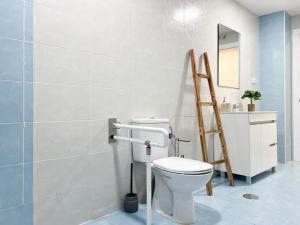 ein Bad mit einem WC und einer Leiter darin in der Unterkunft Apartamentos Gredos 001 in Jaraiz de la Vera