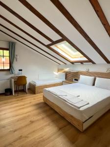a bedroom with two beds and a skylight at Villa Ksilifor in Veliko Tŭrnovo