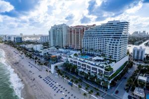 an aerial view of a beach and buildings at The Residential Suites at the Ritz-Carlton, Fort Lauderdale #1510 in Fort Lauderdale