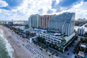 an aerial view of a beach and buildings at The Residential Suites at the Ritz-Carlton, Fort Lauderdale #1511 in Fort Lauderdale