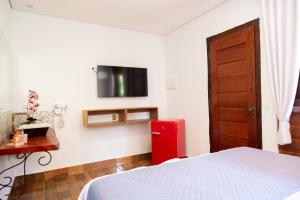 Uma TV ou centro de entretenimento em Pousada Rancho Soberbo, Serra do Cipó