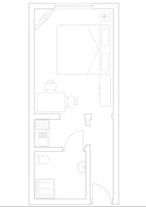 a floor plan of a house with an open door at Kleines gemütliches Studio 1 in Moselnähe in Zeltingen-Rachtig