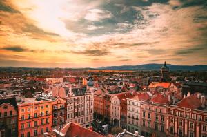 a view of a city with many buildings at La Mia Casa Apartament Świdnica in Świdnica