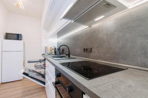 a kitchen with a sink and a refrigerator at Horský apartmán Temari 14 Klínovec in Loučná pod Klínovcem