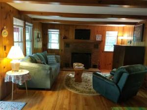 a living room with two couches and a fireplace at Tory Hill in Hillsdale