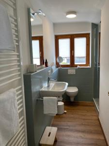 a bathroom with a sink and a toilet at Haus Ferienglück in Reit im Winkl