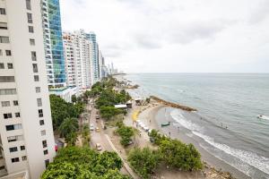 a view of the beach from a building at COMFORTABLE DEPARTAMENT IN FRONT THE SEA in Cartagena de Indias