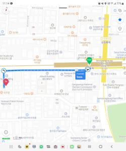 a screenshot of a google map with a green dot at Urban Space Seolleung in Seoul