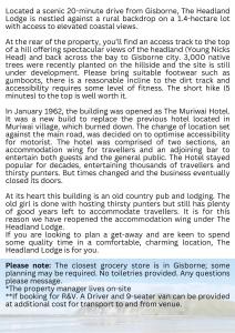 ein Screenshot einer Seite eines Dokuments in der Unterkunft The Headland Lodge in Gisborne