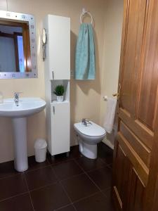 a bathroom with a sink and a toilet at franlau in Mora de Rubielos +17 photos