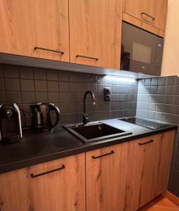 Kuchyň nebo kuchyňský kout v ubytování Ferienwohnung AlmLust