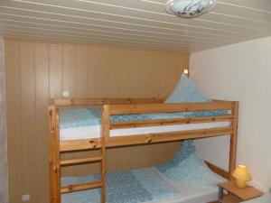 a bunk bed in a room with a ceiling at Ferienunterkünfte Kreißl Oberwiesenthal in Kurort Oberwiesenthal